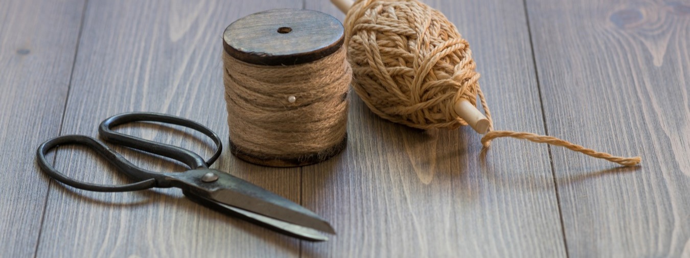 Furugulv i oljet Kongle, med saks og trådsnelle