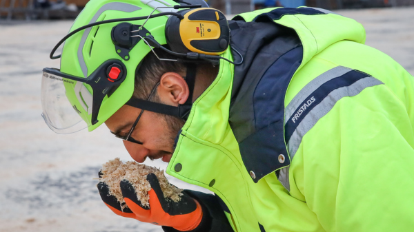 Spån och besökare.