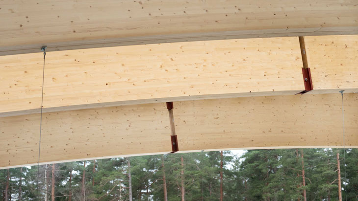 Takbågarna har en spännvidd på 58 meter.