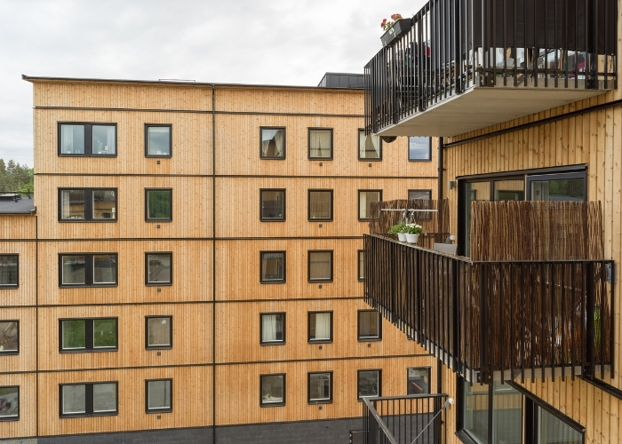 Modulbygg: Skogsflyet, miljöbyggnad, balkong