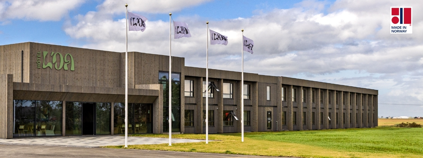 Hotel Loa, wo der Hotelflügel mit in Norwegen produzierten Holzmodulen von Moelven Byggmodul gebaut wurde.