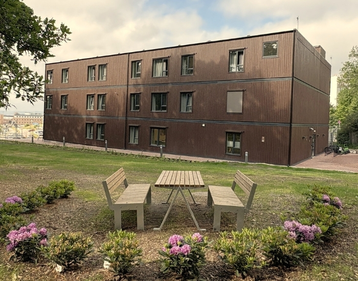 Fasade av modulbygget på Rikshospitalet i Oslo