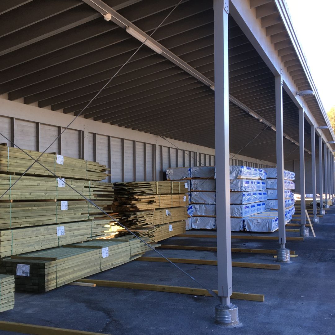 Lagerbygg hos Byggmakker Hønefoss