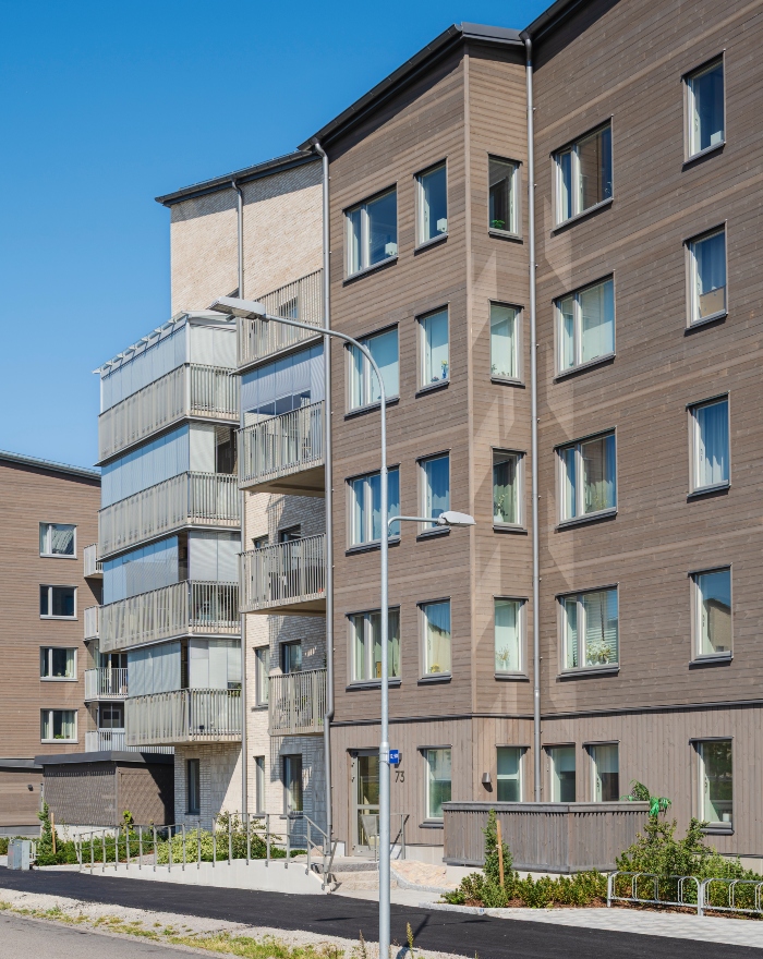 Fasad av ThermoWood BT Pigment Patinagrå